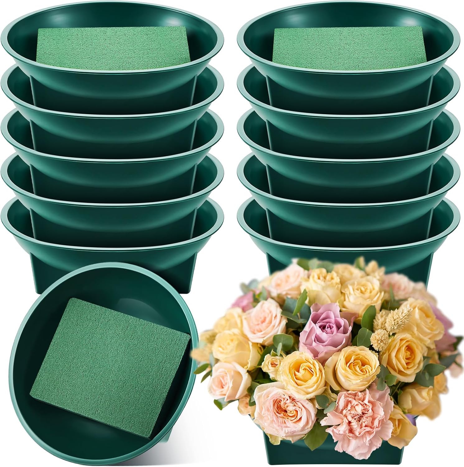 48 Pack Large Floral Foam Round Bowls for Flower Arrangements