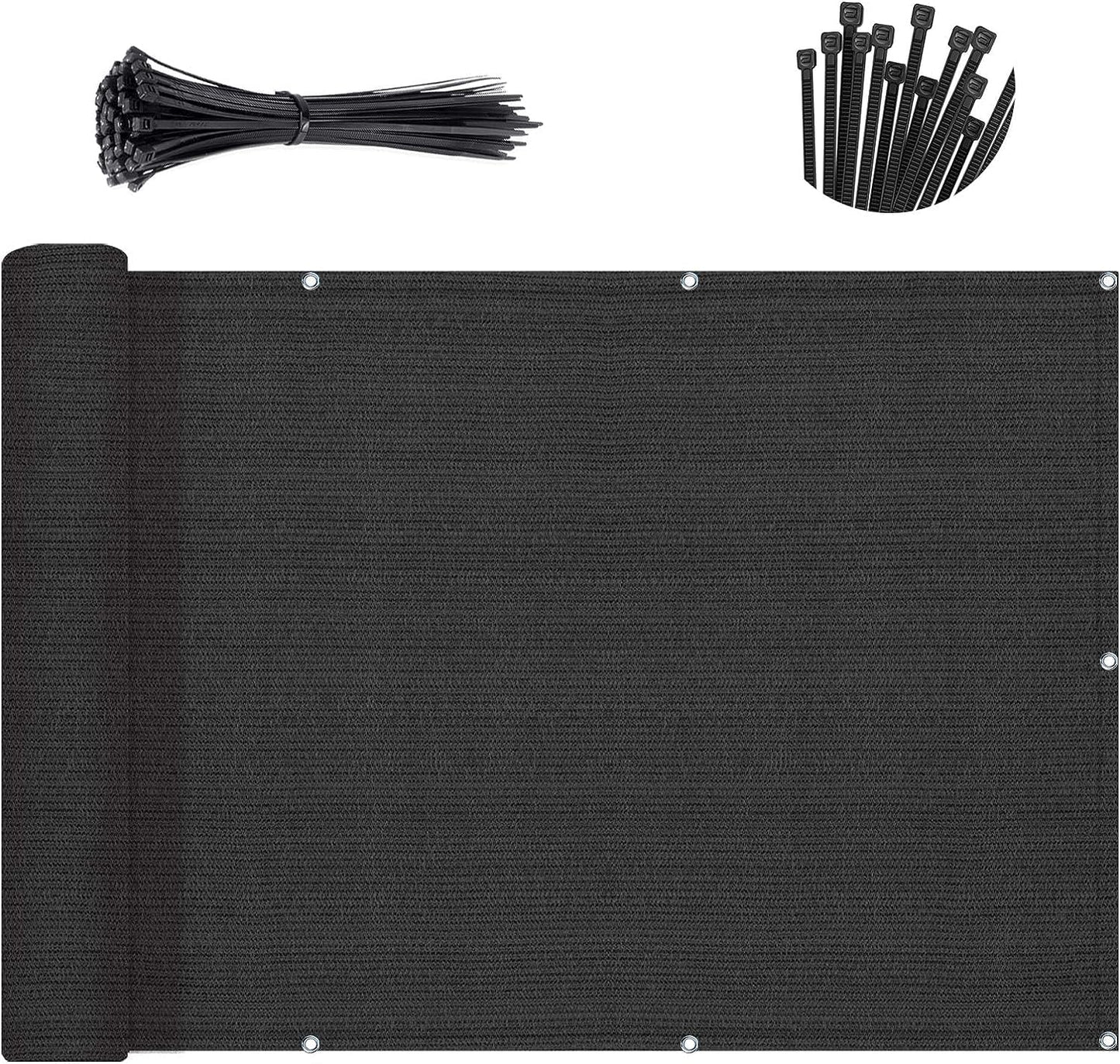 Customized 2ft 6in'x32ft Black Balcony Privacy Screen for Shade