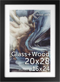 Frame Amo 20x28 Black Solid Wood Poster Frame with White Mat - Gallery