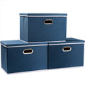 Large Collapsible Storage Bins with Lids 3-Pack - Foldable Closet