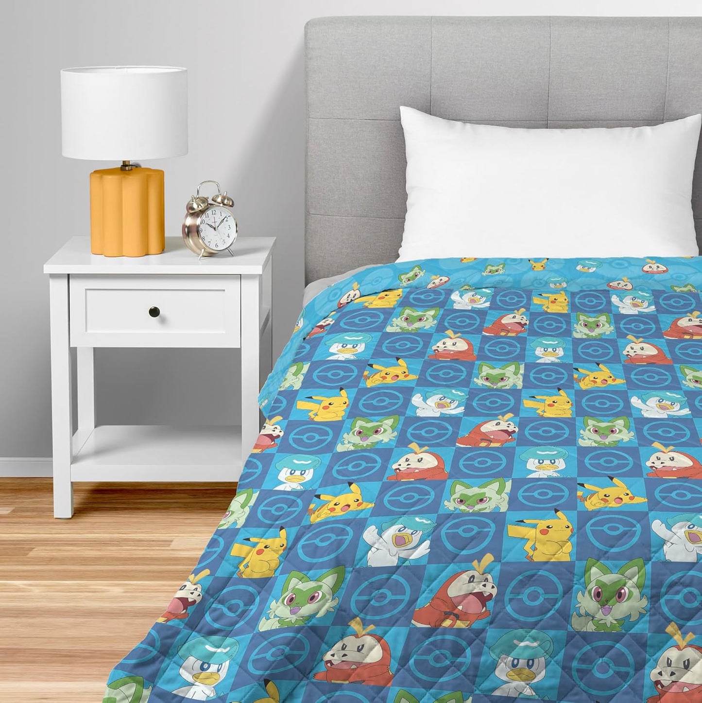 Pokemon Power Squares Quilted Throw Blanket for Adults & Kids