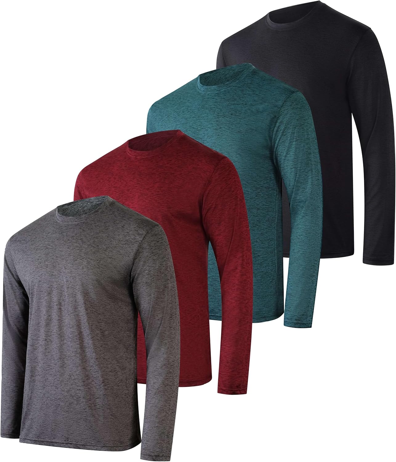 Men's Dry-Fit UV Moisture Wicking Long Sleeve Shirt 4 Pack