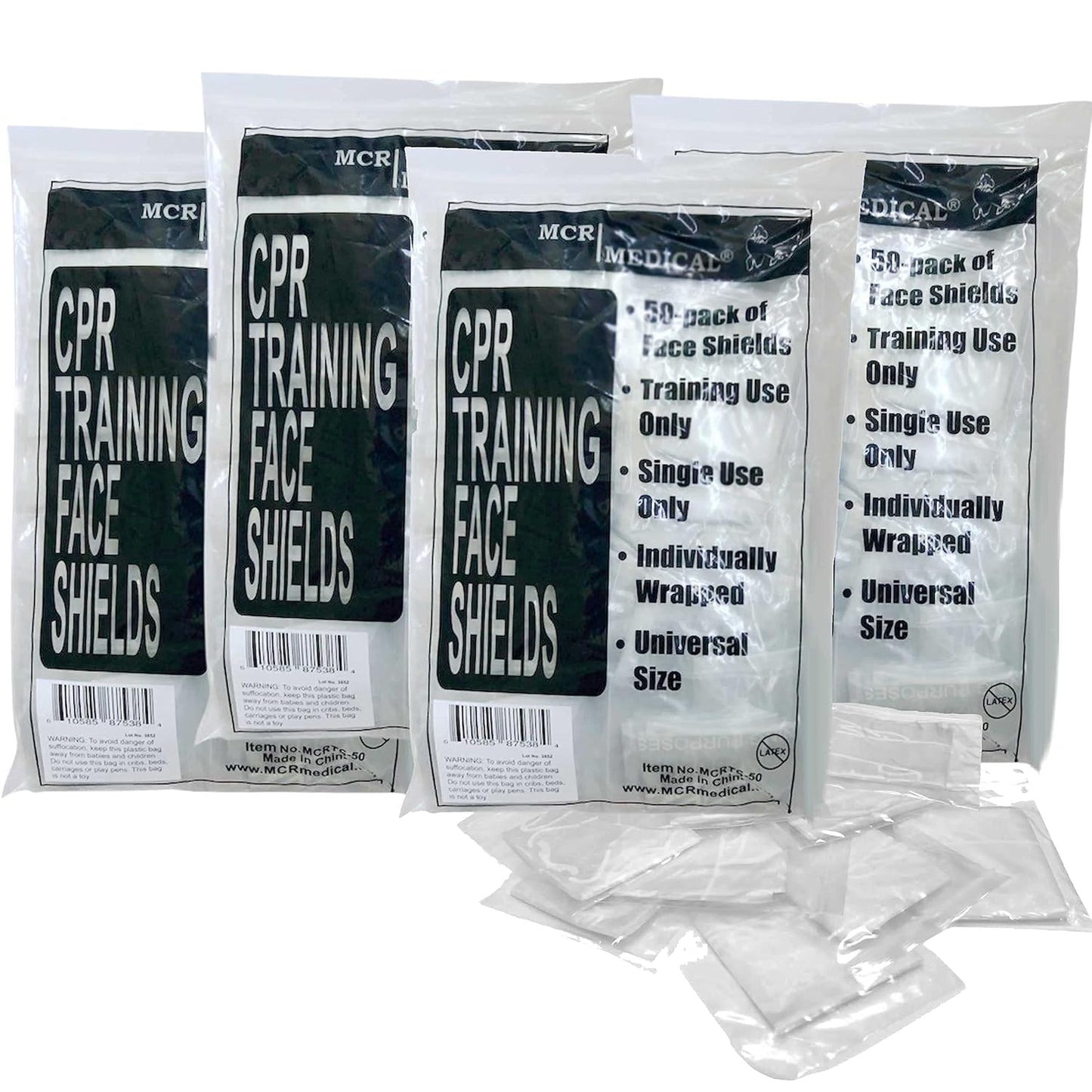 MCR Medical Pack of 200 CPR Training Shields for Safety