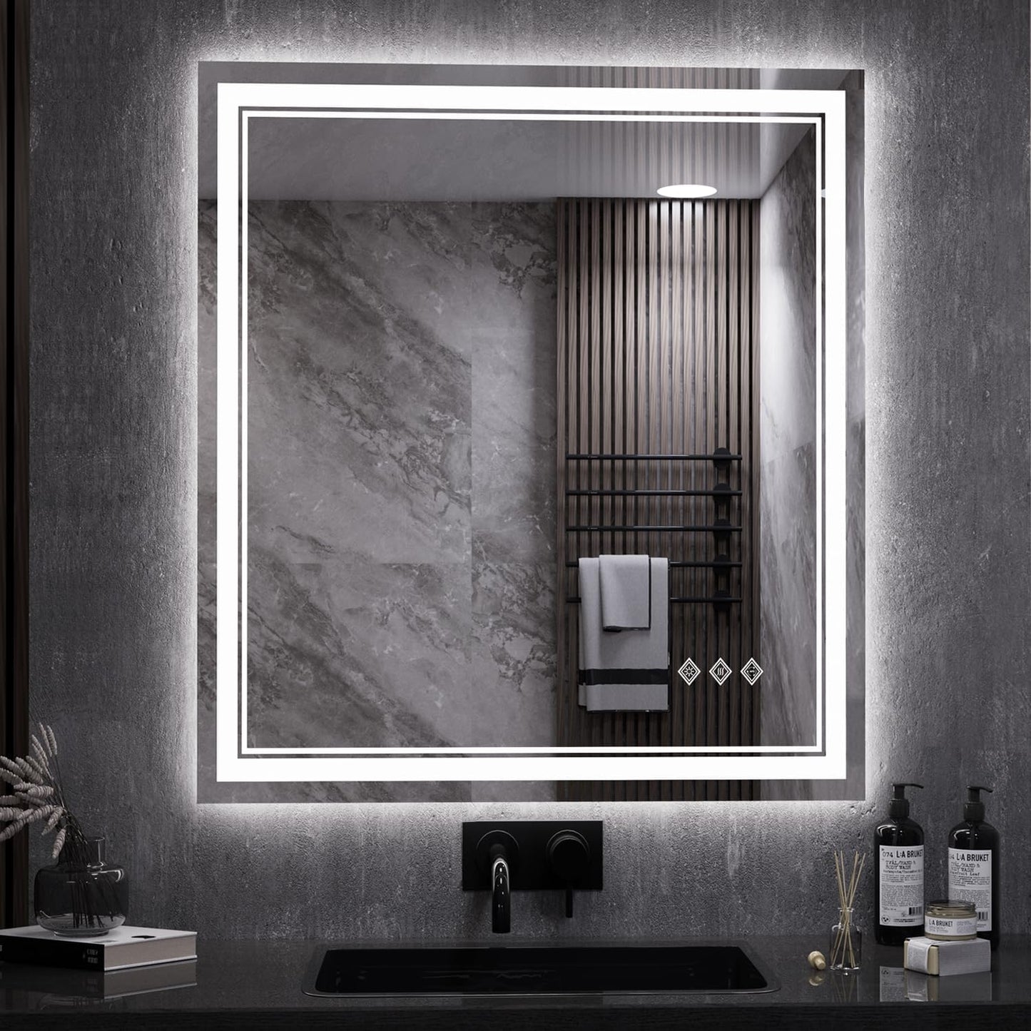 LED Bathroom Mirror with Gradient Backlit and Anti-Fog Features