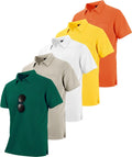 Mens Pocket Polo Shirt Multipack 5 Pack - Moisture Wicking Casual Fit