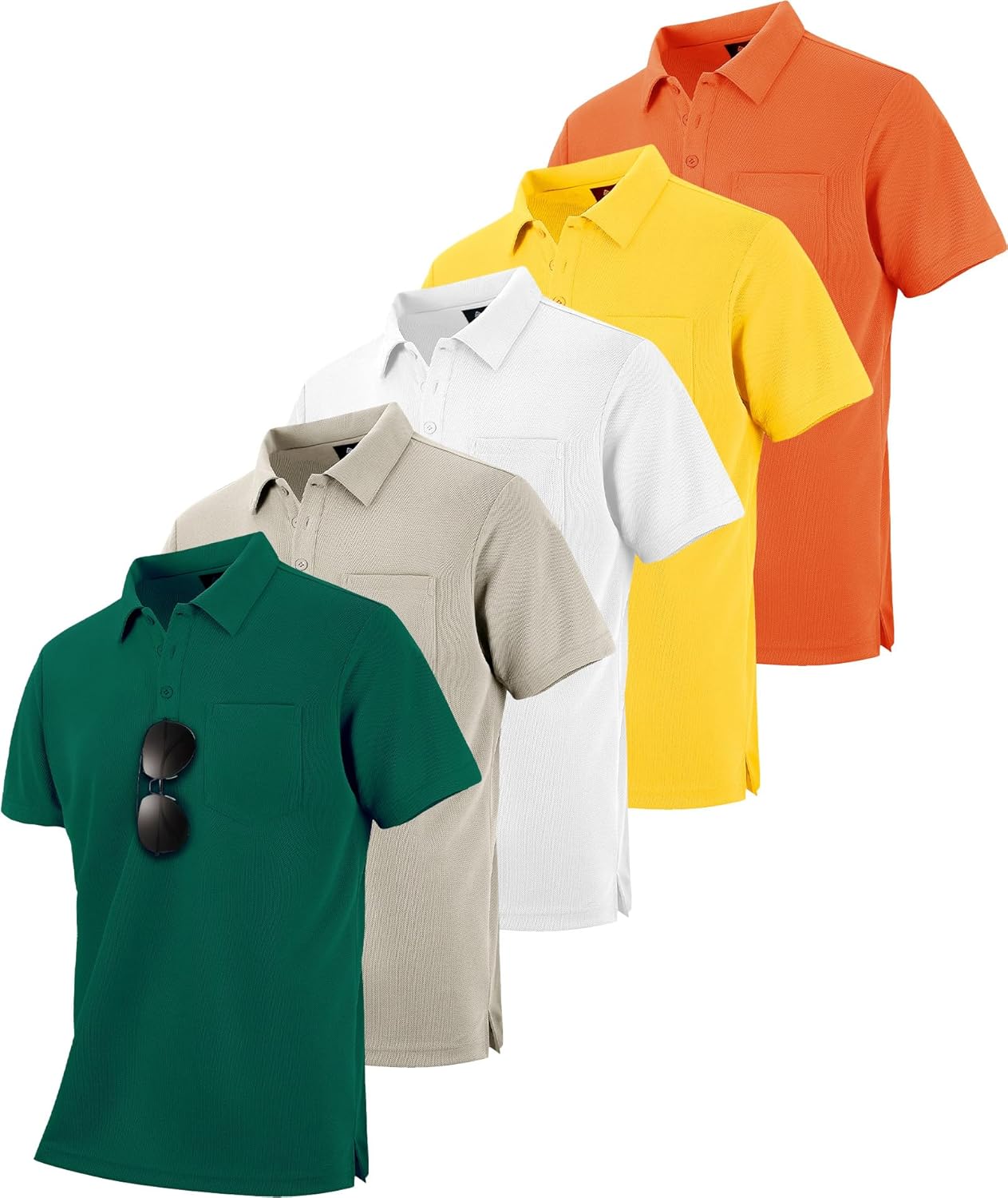 SCODI Mens Pocket Polo Shirts Short Sleeve Multipack for Golf