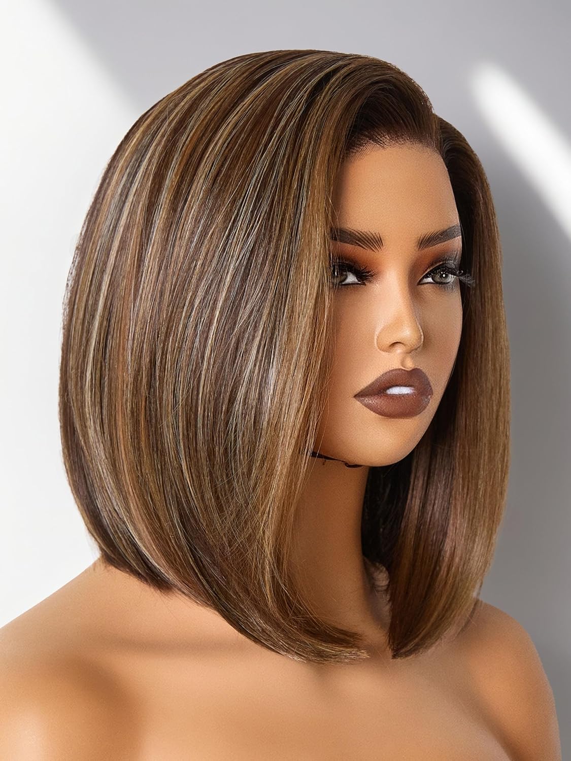 GORGIUS Brown Highlight Bob Lace Front Wig for Effortless Style