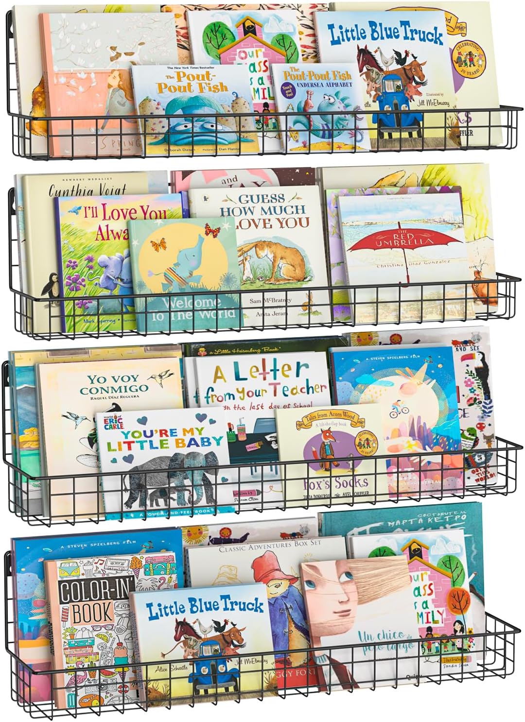 24 Inch Wall Mounted Kids Bookshelf for Organized Room Decor