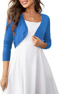 Women's Cropped Cardigan Bolero Shrug Open Front Long Sleeve - Stylish