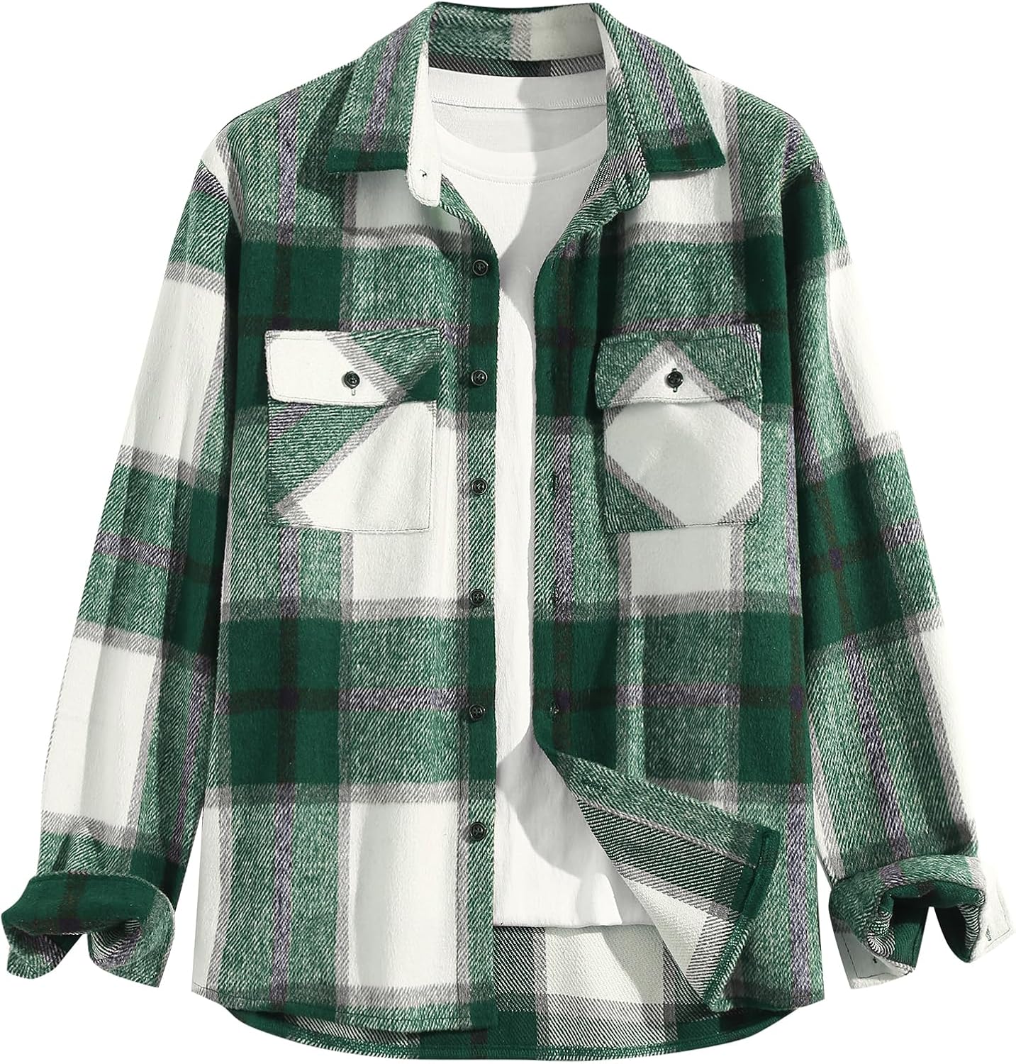ZAFUL Mens Plaid Shirt - Classic Flannel Button Down Jacket