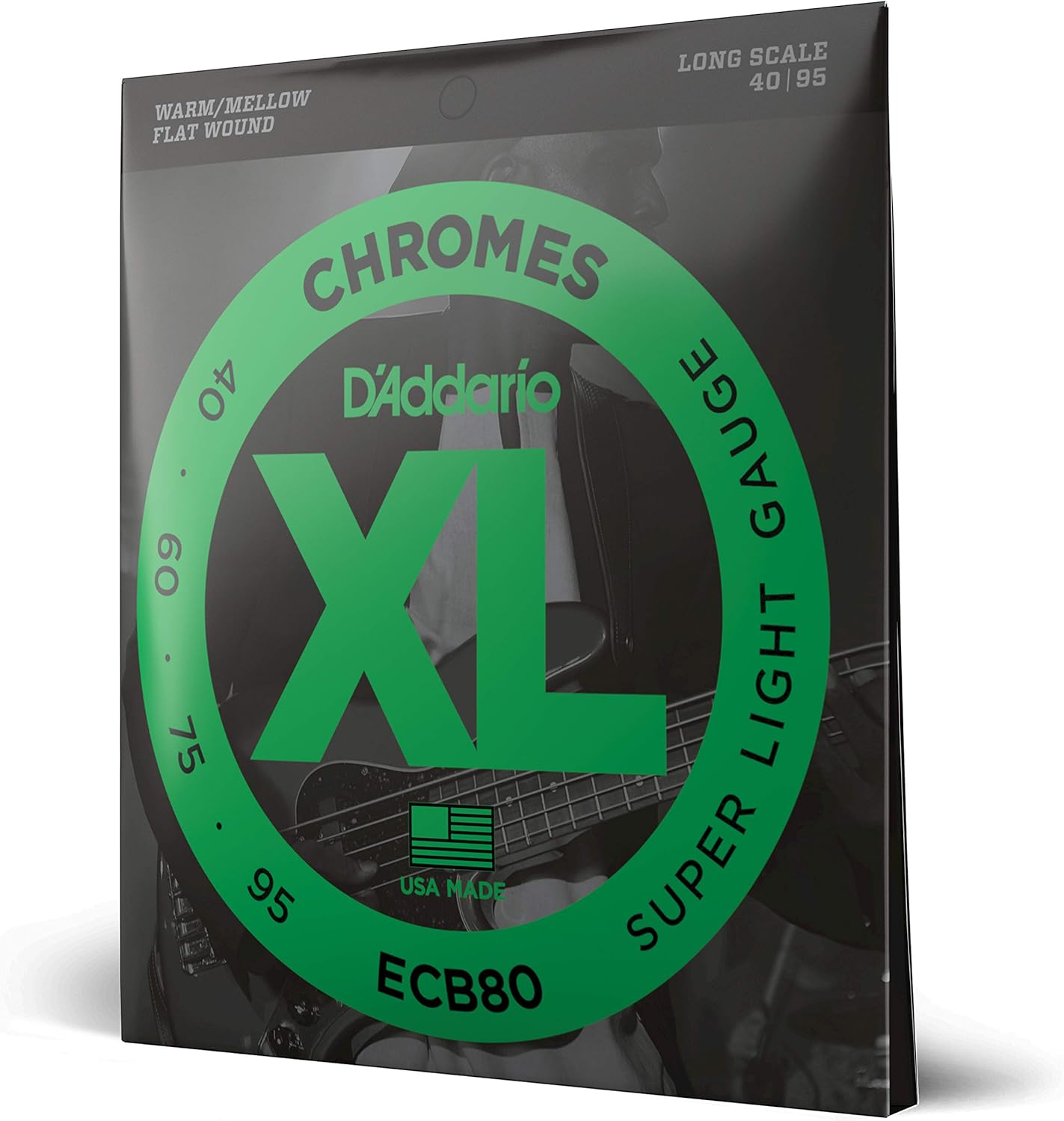 D'Addario XL Chromes Flat Wound Bass Guitar Strings for Mellow Tone