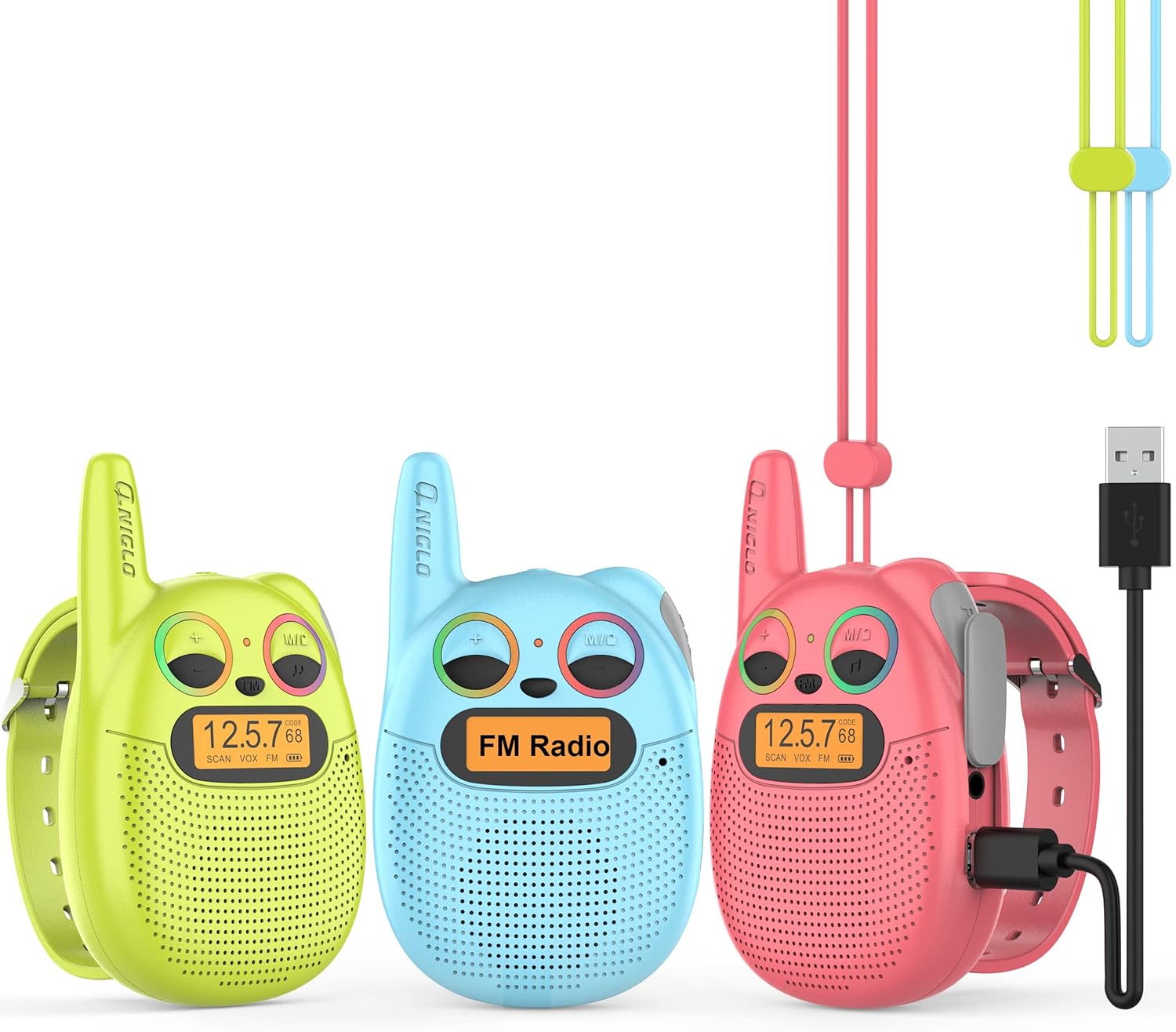 Qniglo Walkie Talkies for Kids - Rechargeable 3 Pack for Fun