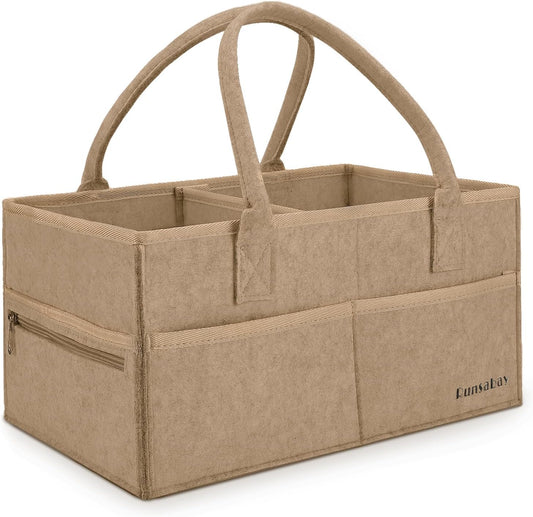 Spacious Khaki Diaper Caddy - Newborn Must-Have!