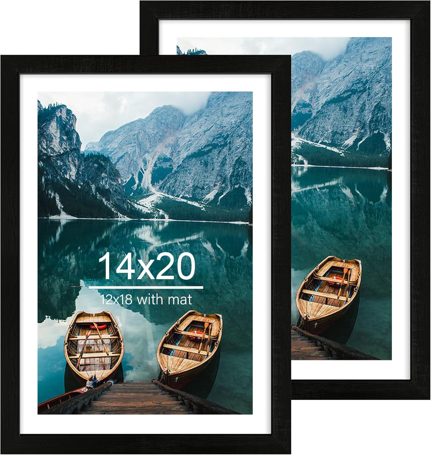 14x20 Picture Frame Set of 2, Rustic Black Wood Style Frames