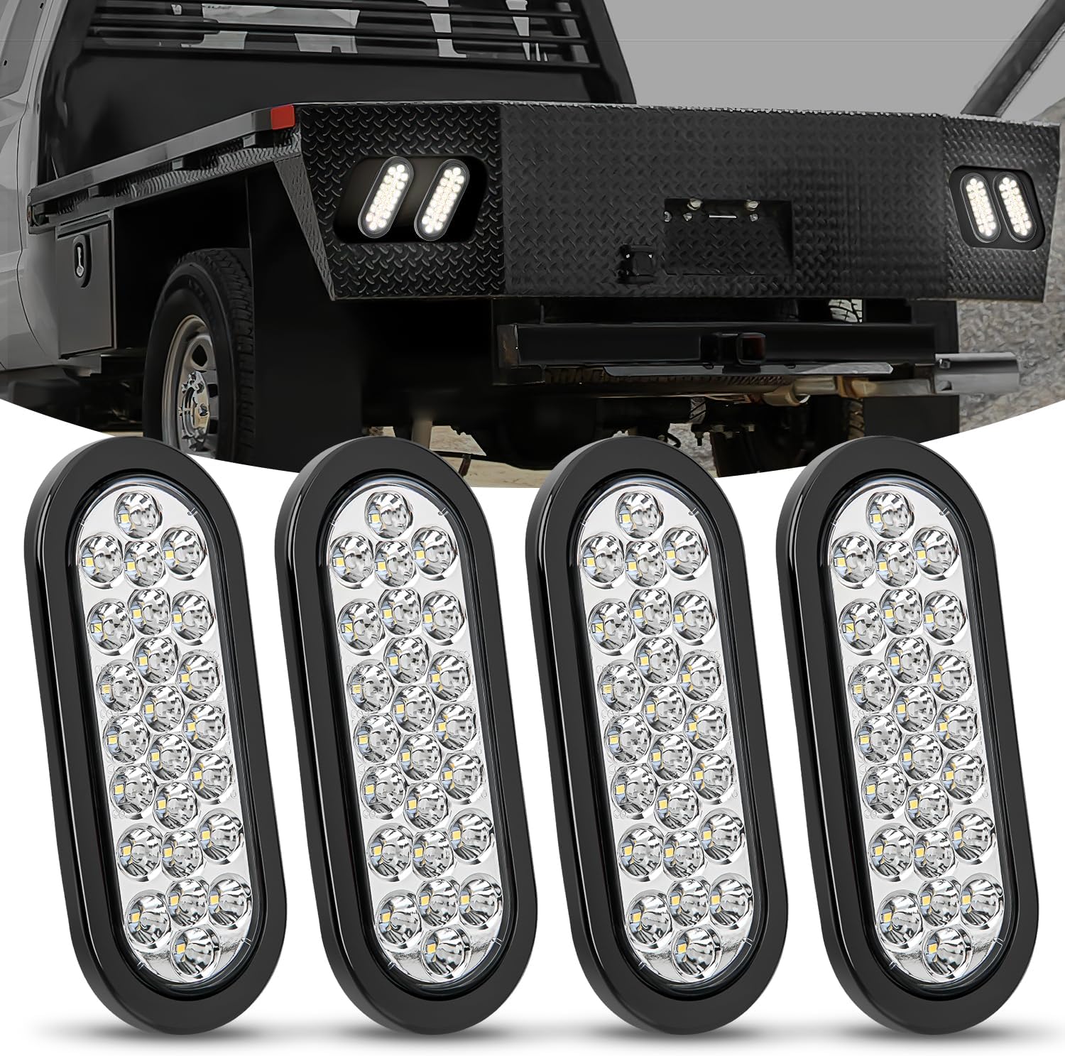 Nilight 6Inch Oval Trailer Tail Light with 24LED Brightness