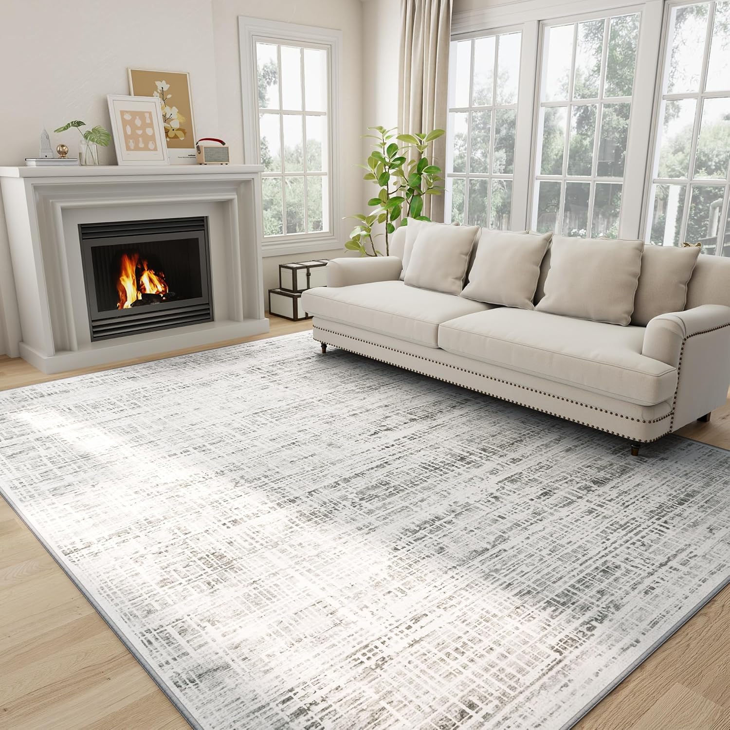 8x10 Area Rugs Washable Rug for Modern Living Room Comfort