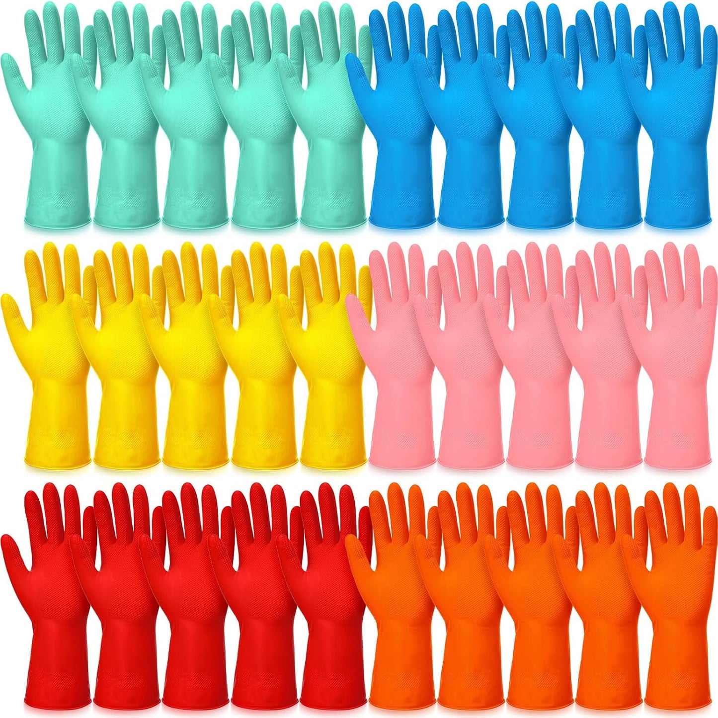 Reusable Rubber Gloves: 30 Pairs for Efficient Dishwashing