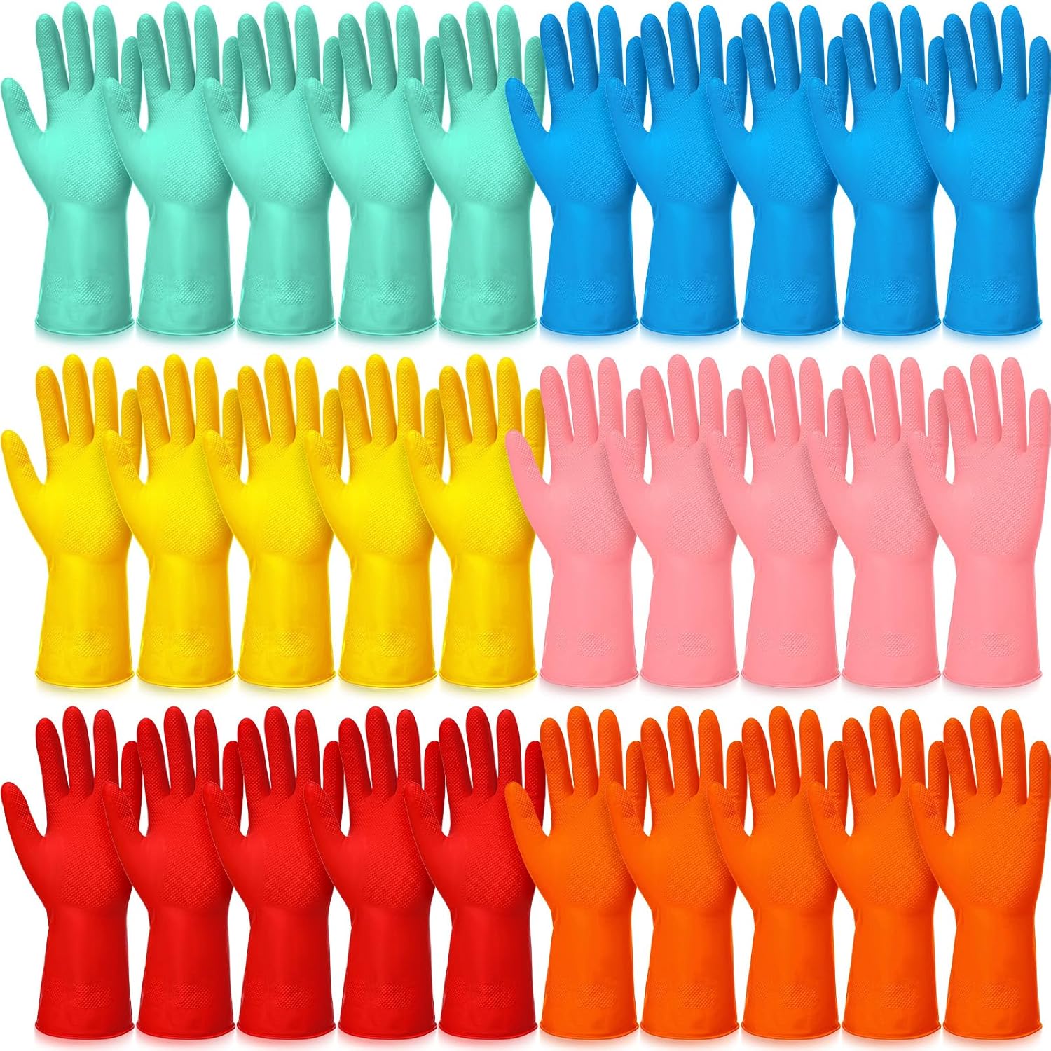 Reusable Rubber Gloves: 30 Pairs for Efficient Dishwashing