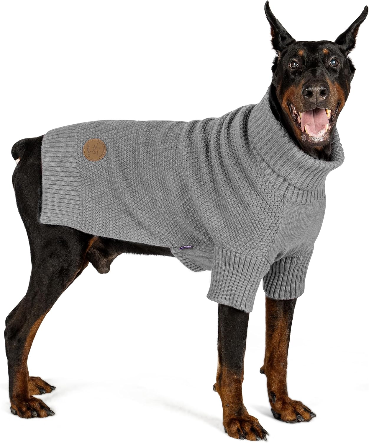 cyeollo Dog Sweater Knitwear Pullover for Large Dogs, Grey