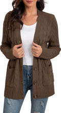 Long Sleeve Loose Knit Cable Button Cardigan Sweater - Cozy Layering