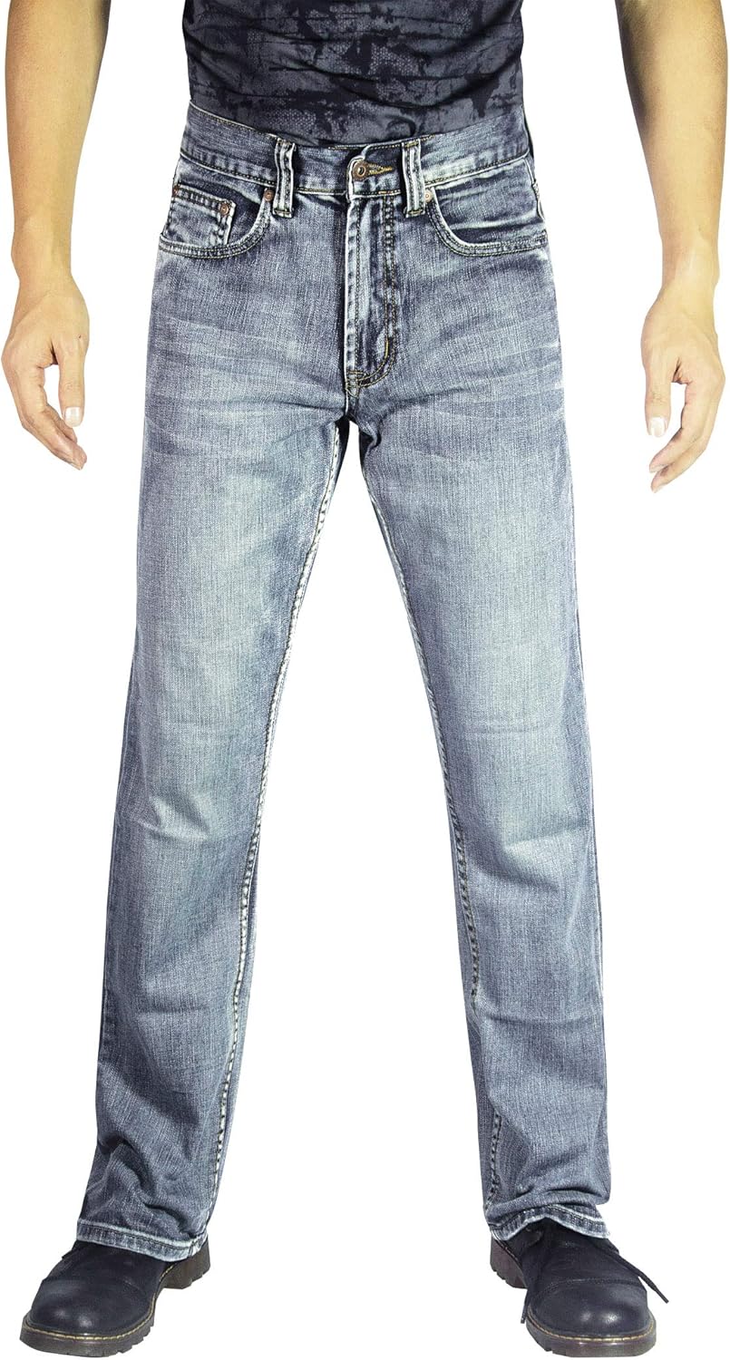 Flypaper Mens Fashion Bootcut Blue Jeans for Everyday Wear