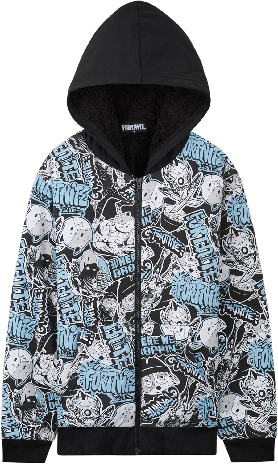 Fortnite Hoodie for Boys and Teens, Cozy Zip-Up Sweatshirt