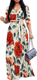 Comfortable Plus Size Maxi Dress for Women with 3/4 Sleeves