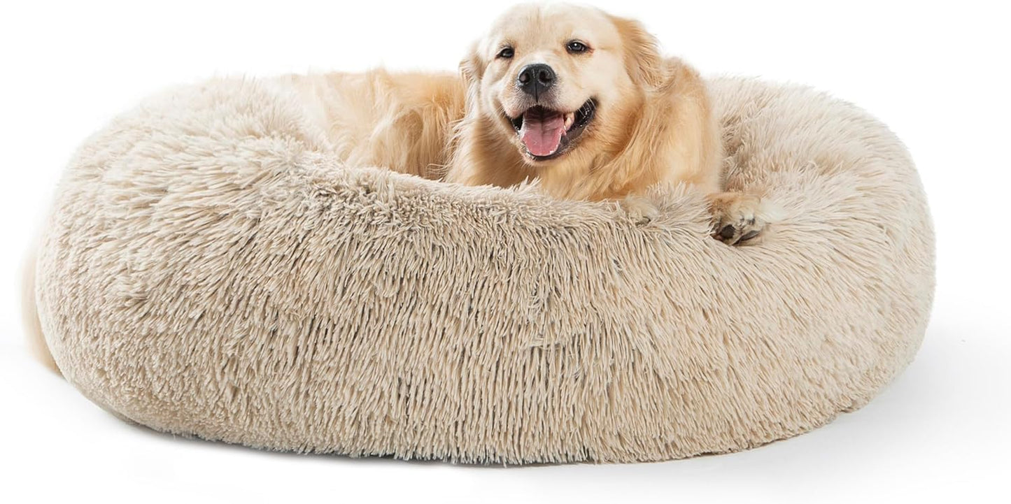 Calming Dog Bed for Anxiety Relief - Plush Faux Fur Comfort