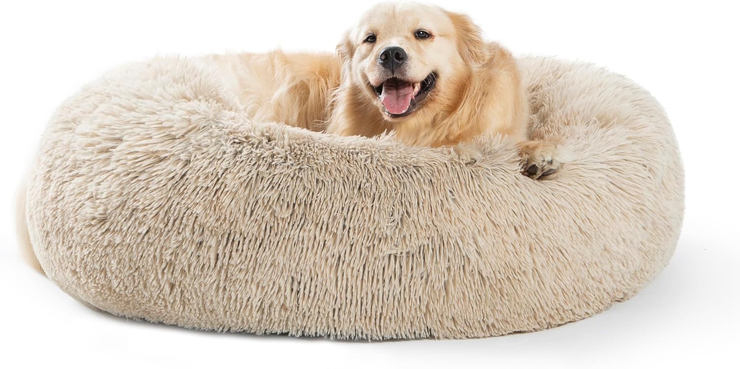 Calming Dog Bed for Anxiety Relief - Plush Faux Fur Comfort