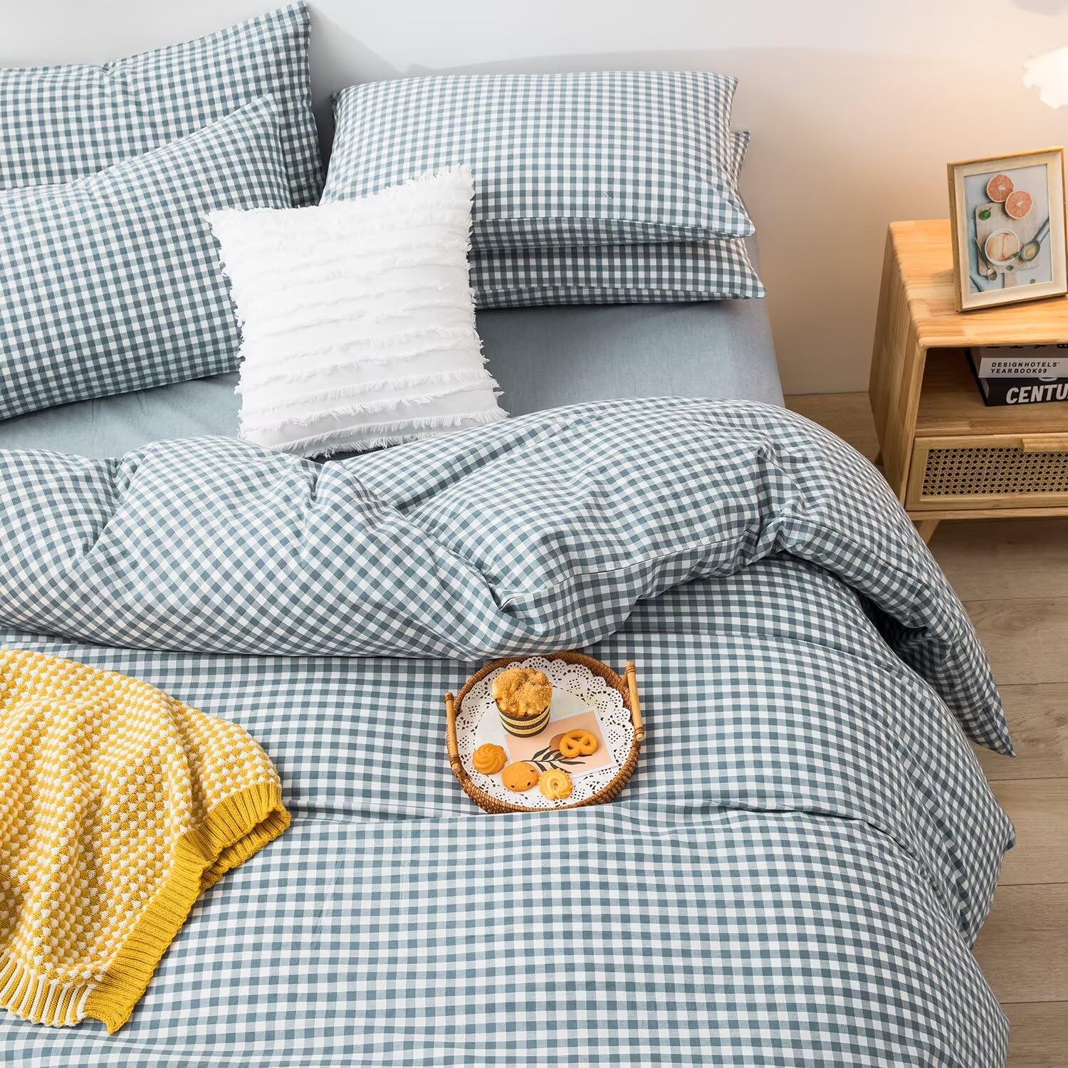 Blue Gingham Comforter Set King Size for All Seasons Comfort