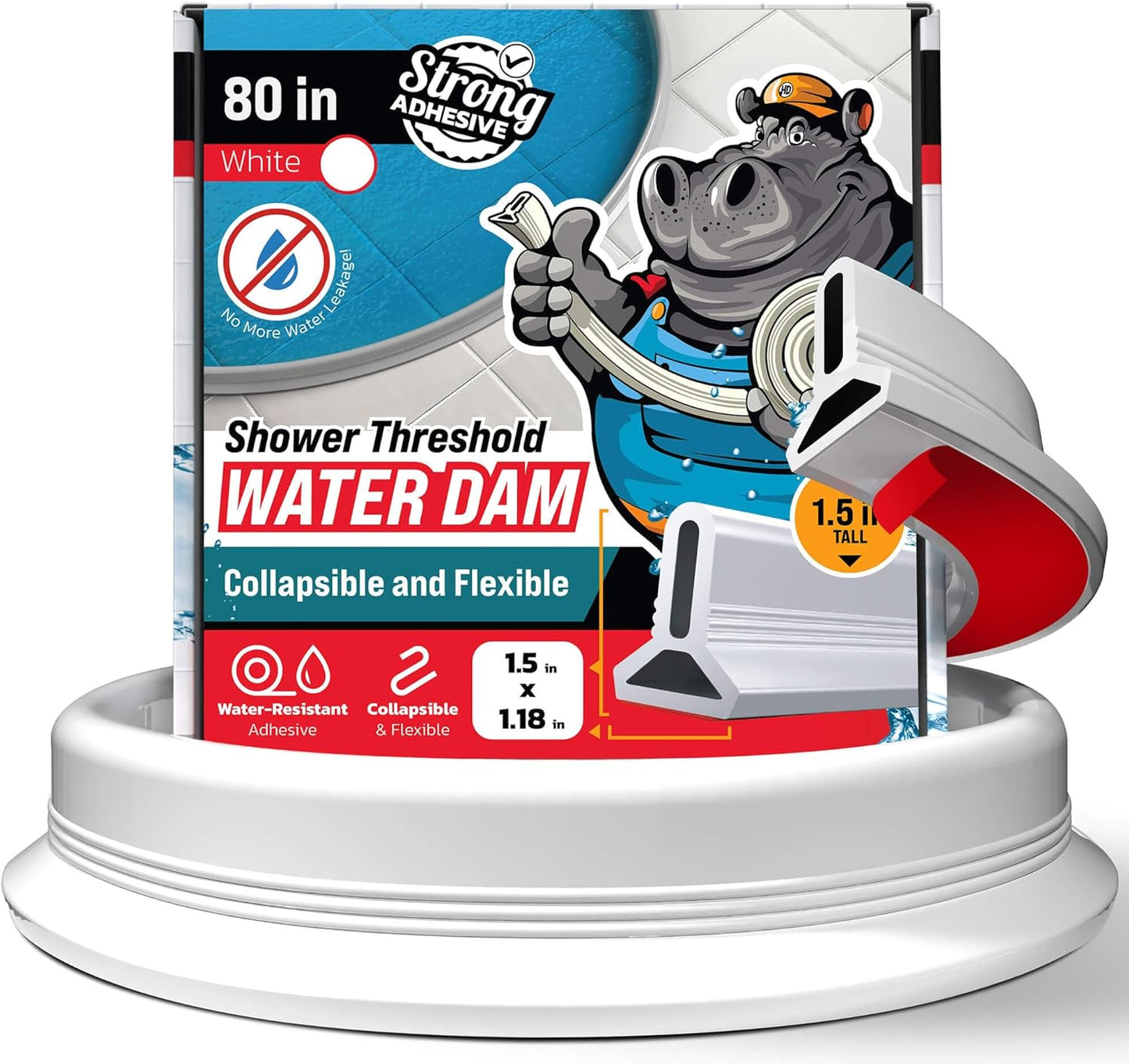 Shower Threshold Water Dam Barrier 80in - Durable Water Blocker