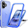 Cozycase Blue Frosted Clear iPhone 16 Waterproof 360 Case - Heavy Duty