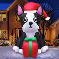 Holidayana Christmas Inflatables 5ft Boston Terrier with Gift - Bright