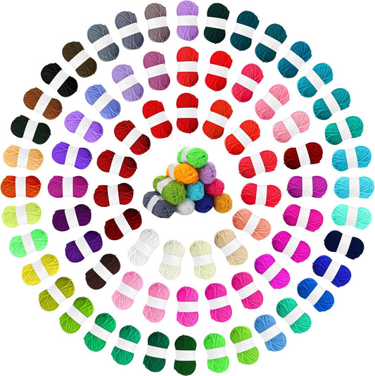 100 Rolls Acrylic Yarn for Knitting Bulk - Perfect for Crafts