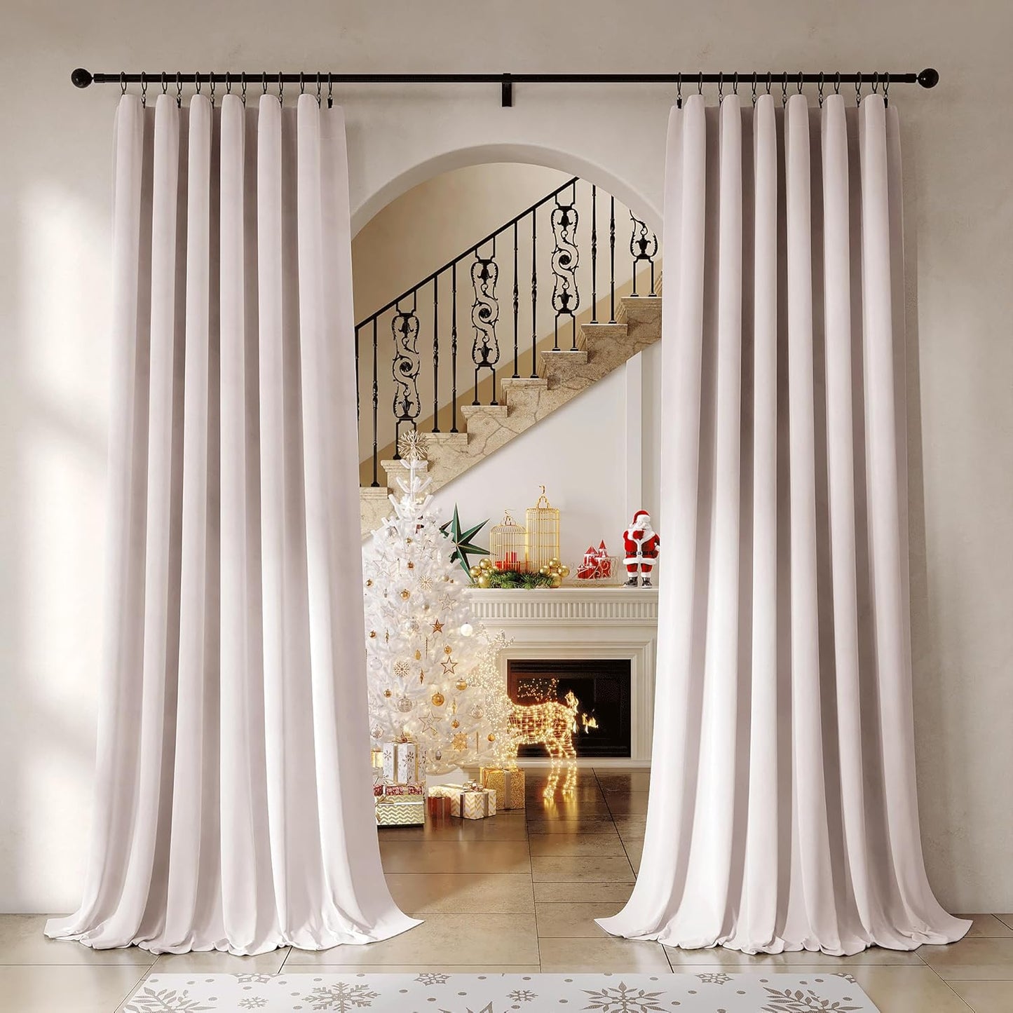 Beauoop Pink Velvet Curtains for Bedroom Living Room 96 in