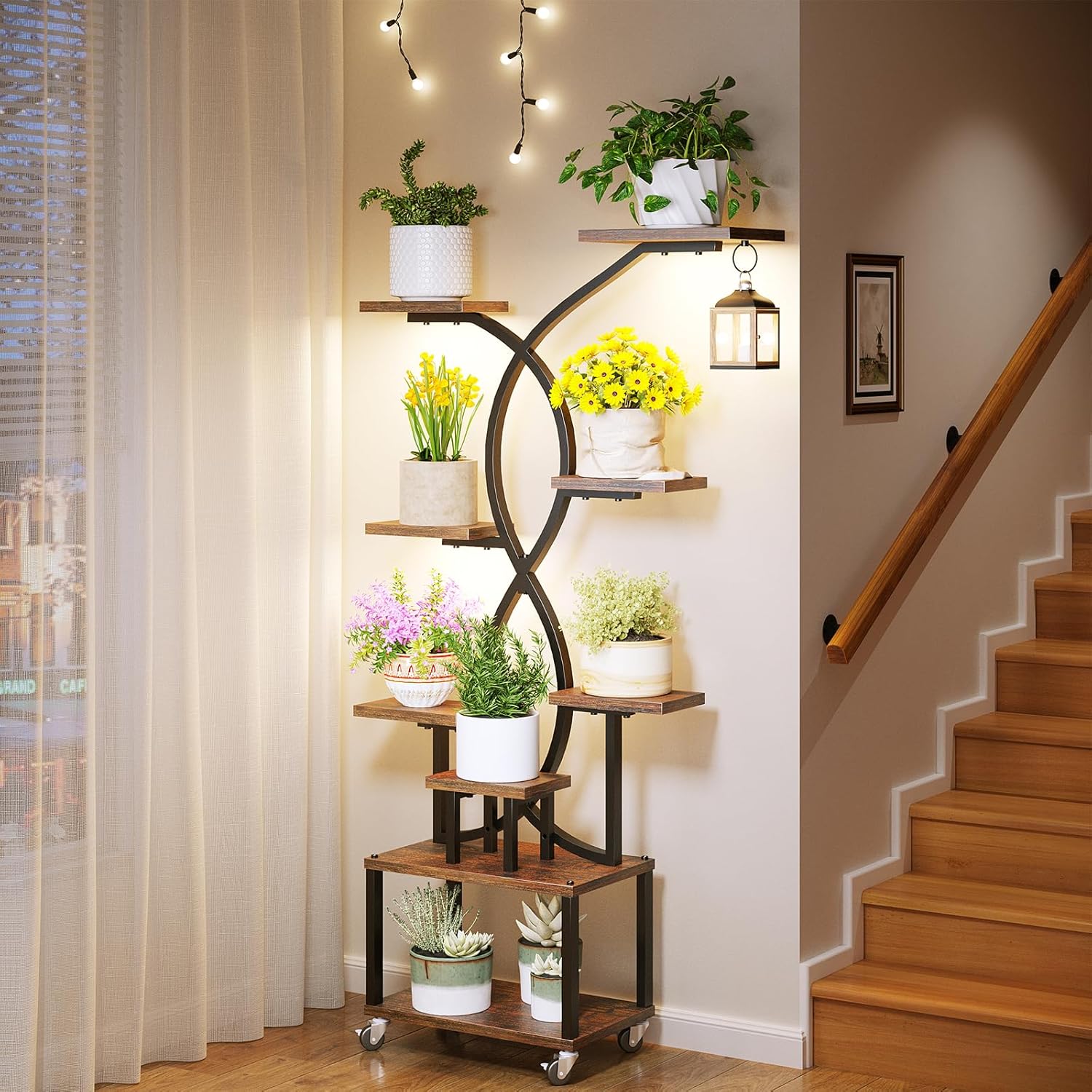 9 Tiered Plant Stand Indoor with Grow Light for Multiple Plants