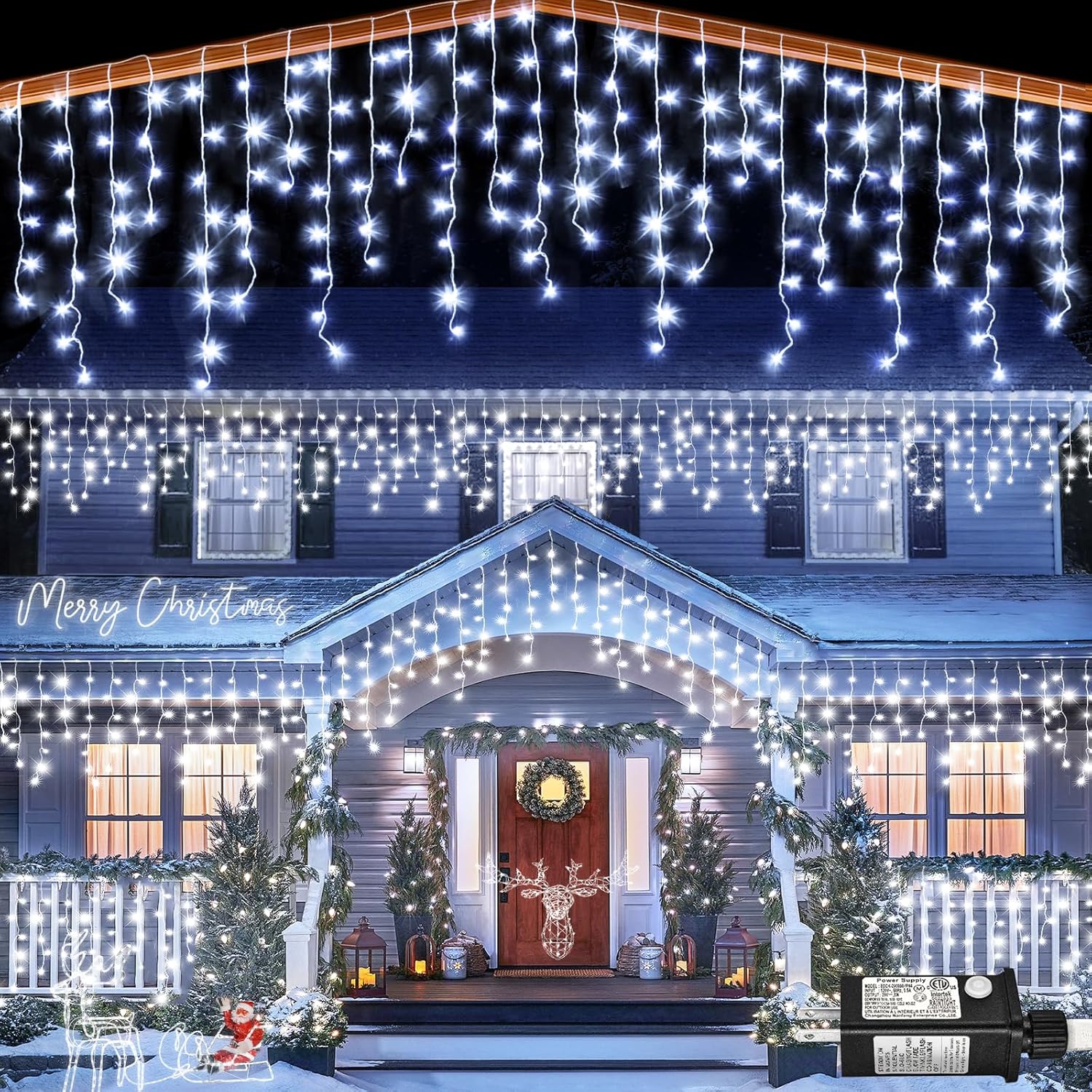 Icicle Lights Outdoor 66ft with 640LED for Holiday Decor