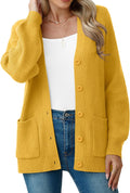 Women Chunky Knit Cardigan V Neck Button Up Sweater - Cozy Layer
