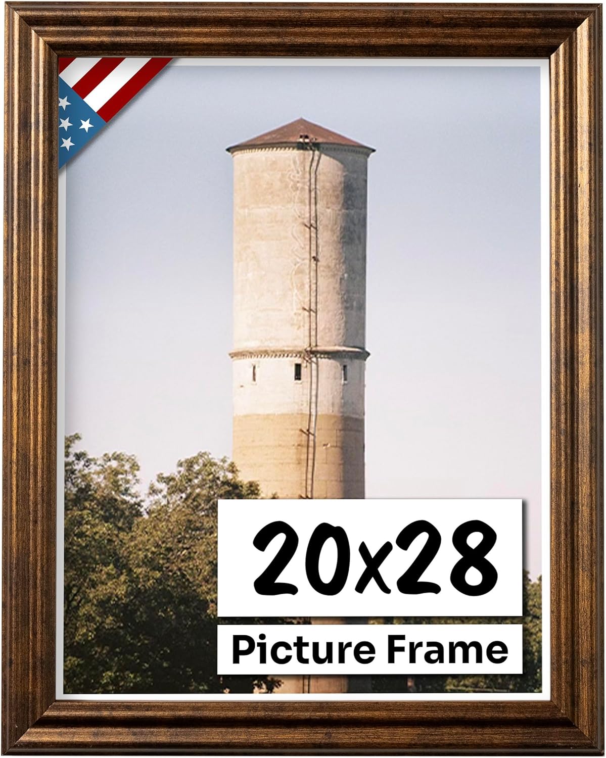 Vintage Rustic Bronze 20x28 Picture Frame for Farmhouse Decor