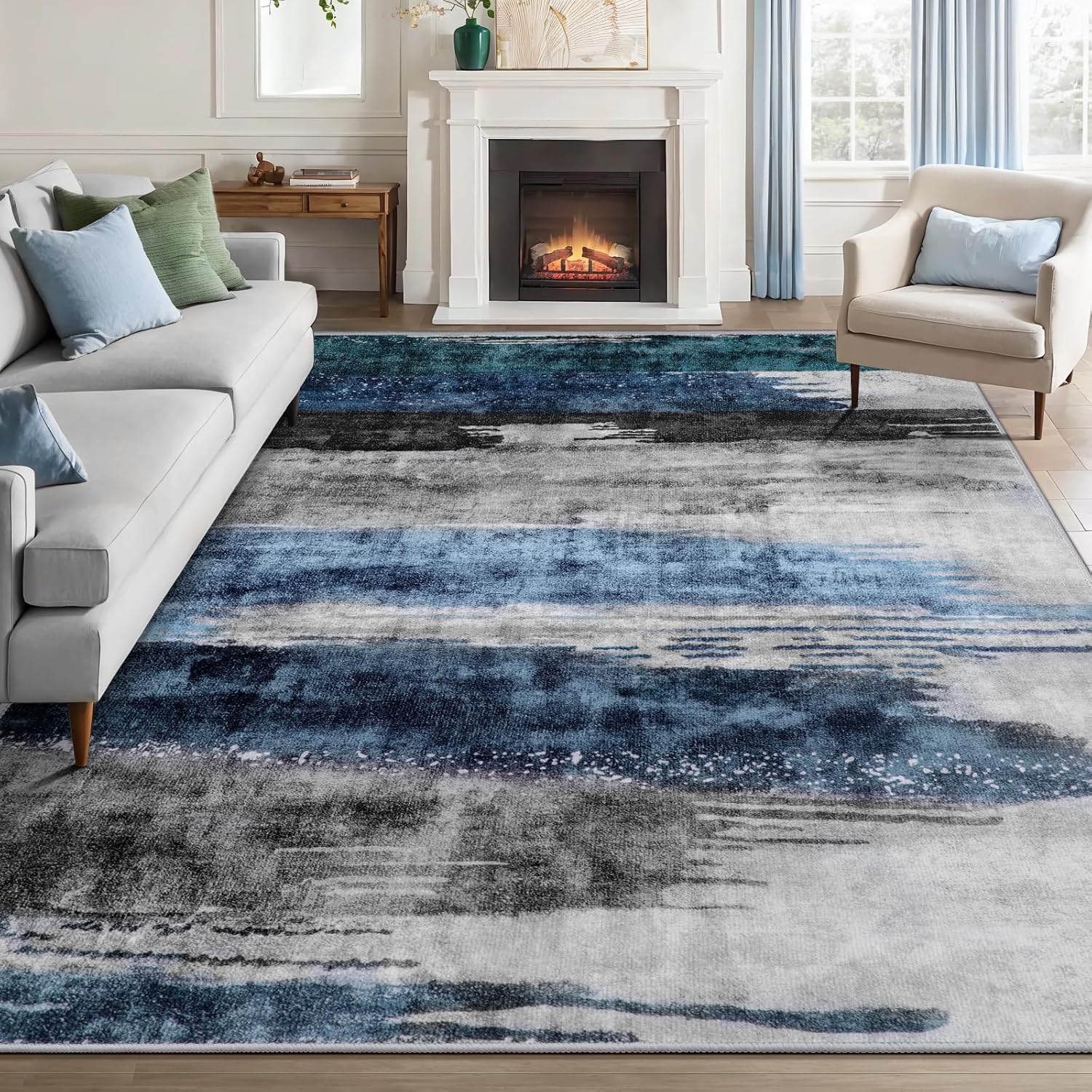 Ciicool Modern Abstract Rug 5ftx7ft Non-Slip Machine Washable