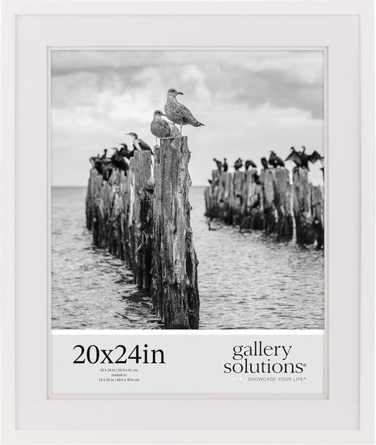 20x24 White Frame with Double Mat for 16x20 Photos Display