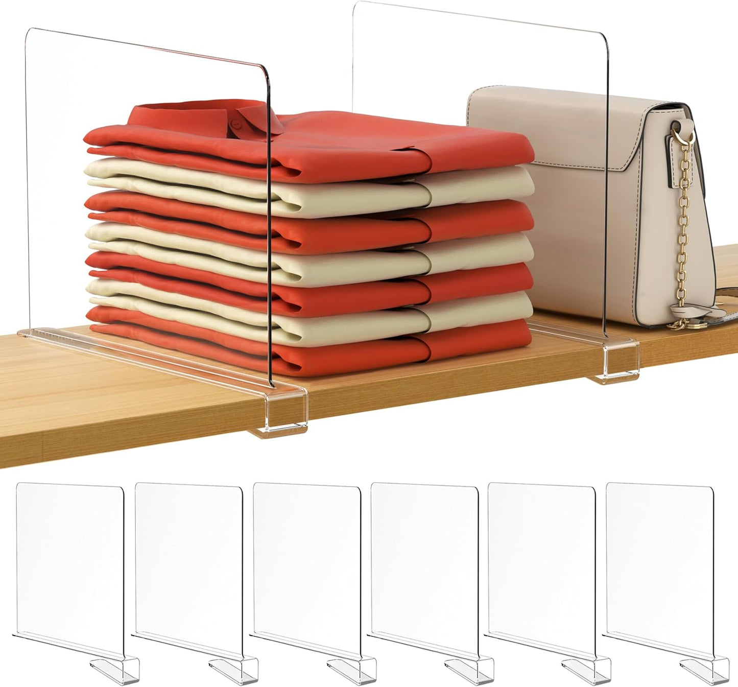 HBlife 12 Inches Tall Clear Shelf Dividers for Closet Organization