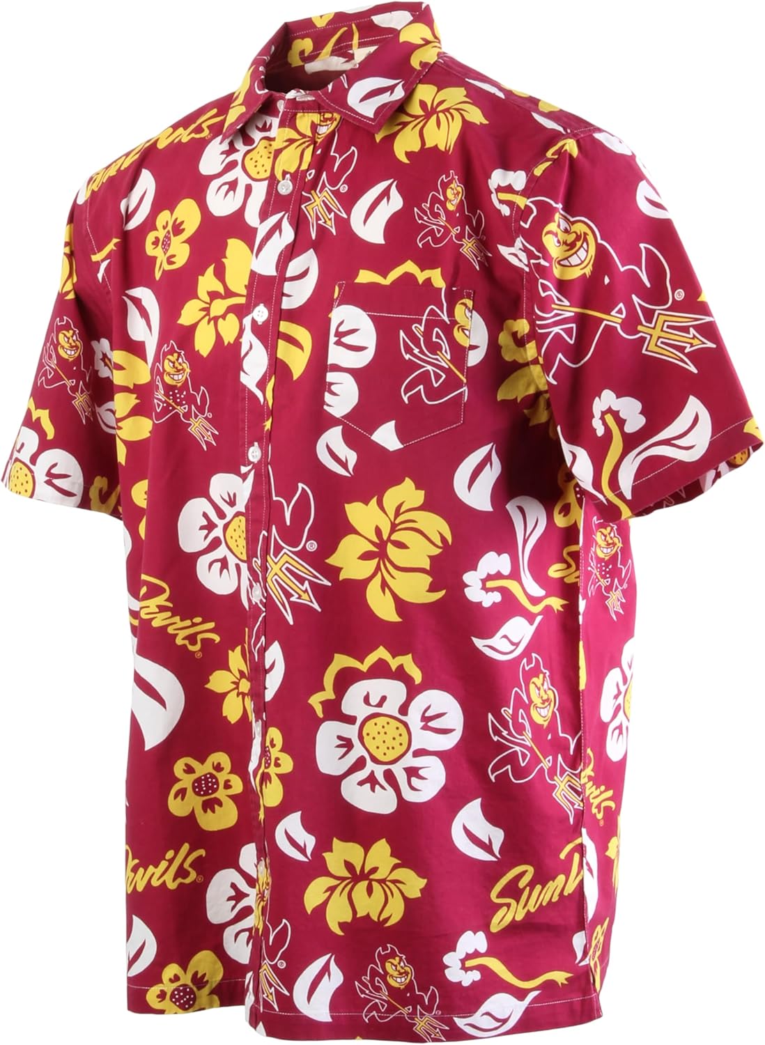 NCAA Mens Hawaiian Floral Button Down Shirt by Wes and Willy