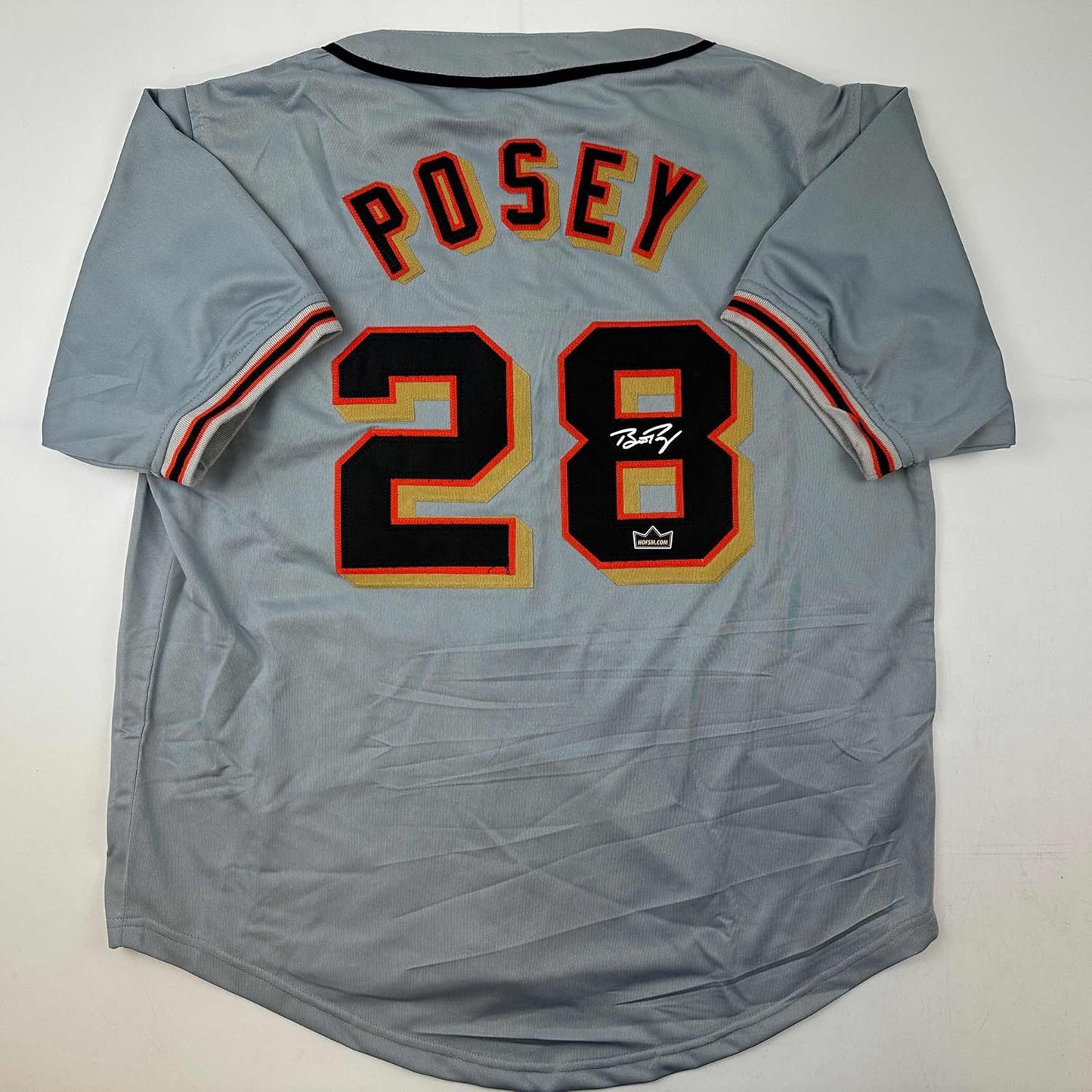 Buster Posey San Francisco Grey Reprint Laser Auto Jersey XL