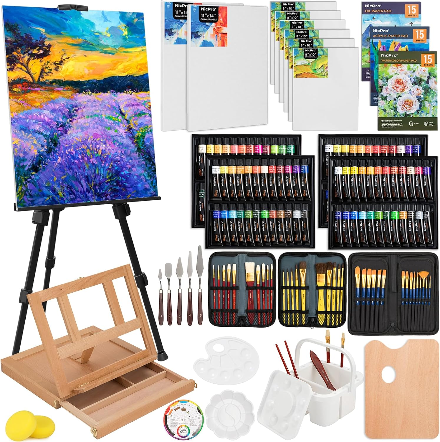 Nicpro 158PCS Deluxe Art Painting Kit for Creative Artists
