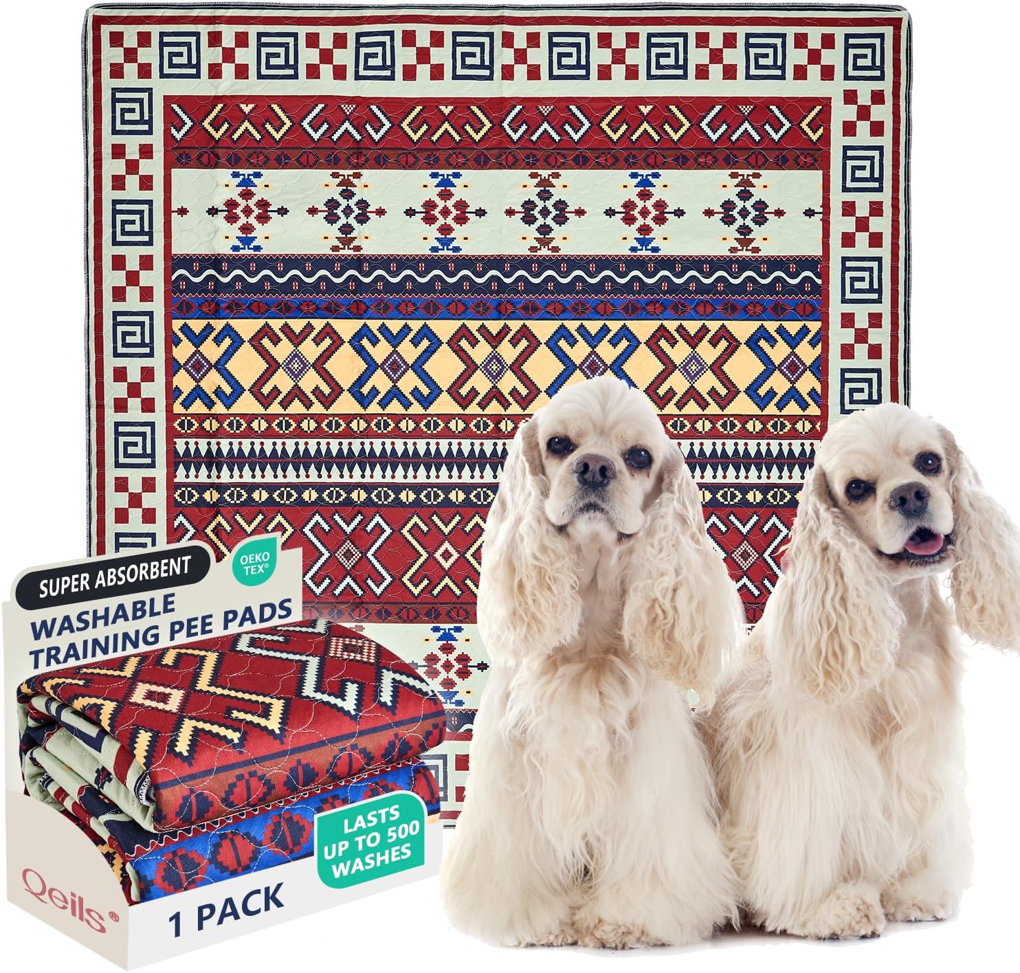 Qeils Washable Pee Pads for Dogs - Super Absorbent & Leakproof