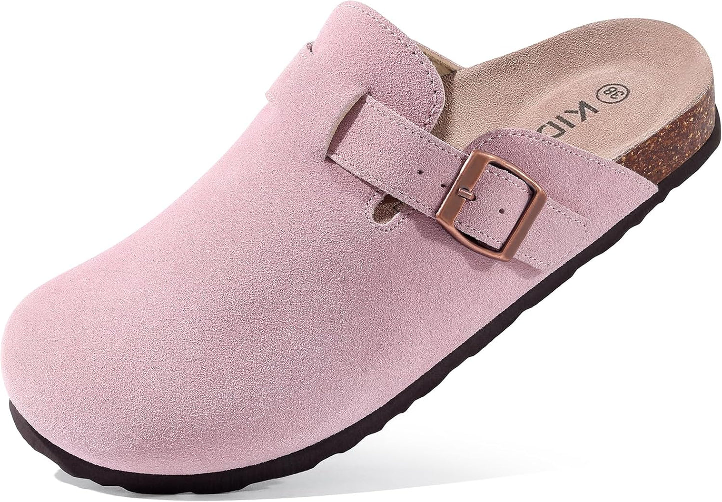 KIDMI Genuine Suede Clogs for Women with Cork Footbed Sandals