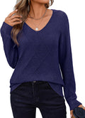 Womens V Neck Lightweight Crochet Sweater Pullover - Fall 2025