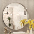 TokeShimi Round Mirror 30 in Brushed Silver - Modern Wall Mirror