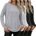 4 Pack Women's Long Sleeve Sweatshirts Crew Neck Cotton Tunics - Soft